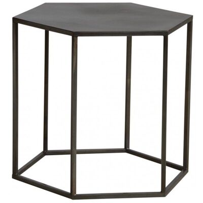 Hexagonal side table in aged gold metal-MTB1440