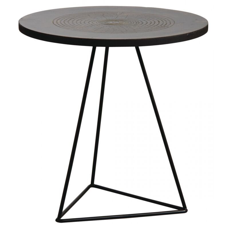 Tavolo tondo in metallo oro invecchiato-MTB1460