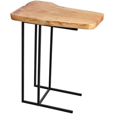 Side table in raw wood and metal-MTB1560