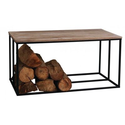 Log holder coffee table in metal and wood-MTB1620