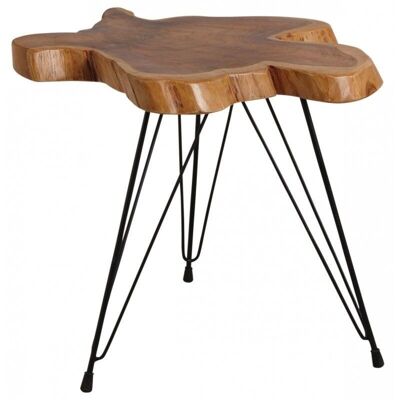 Teak side table with hairpin legs.-MTB1630