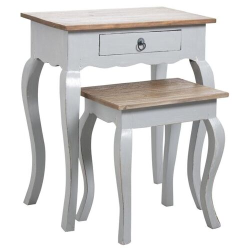 Tables gigognes en bois gris antique-MTN114S