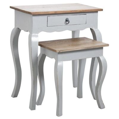 Nesting tables in antique gray wood-MTN114S