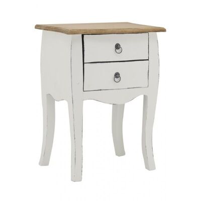 Bedside table in antique white wood-MTN1160