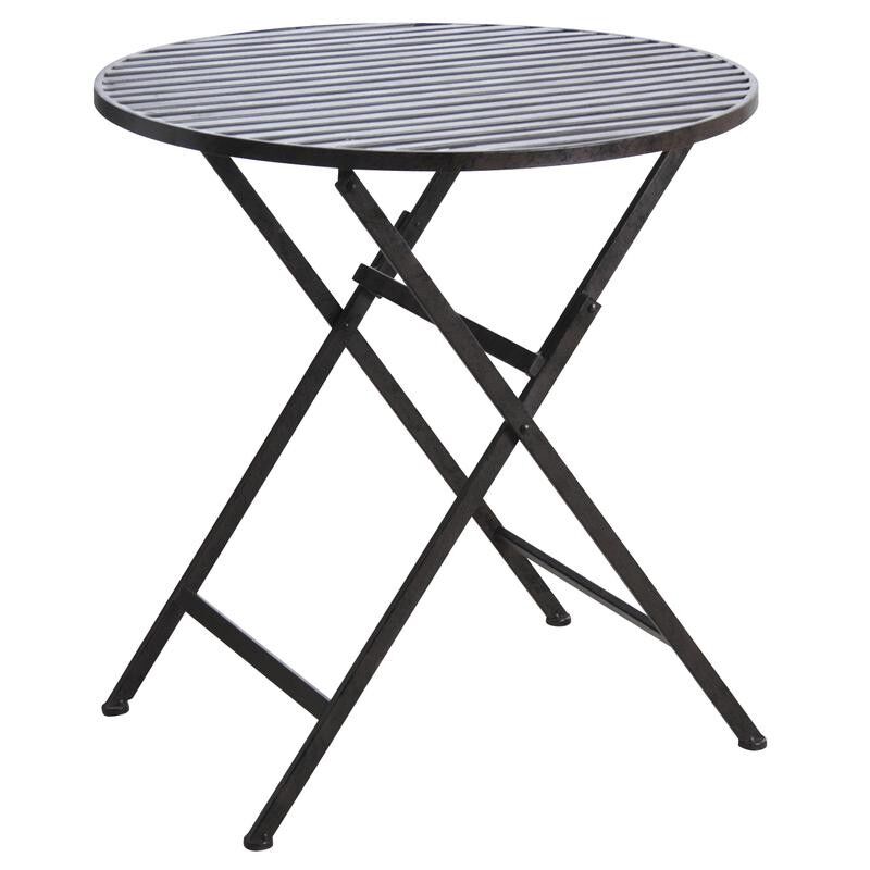 Folding terrace table in aged metal-MTT1260
