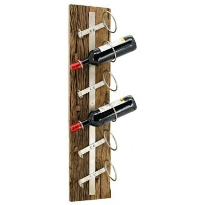 Wall-mounted bottle rack in recycled wood and aged metal-NCA1360