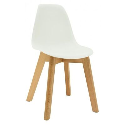 Children's chair in white polypro and beech-NCE1301