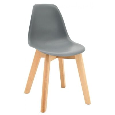 Children's chair in gray polypro and beech-NCE1303