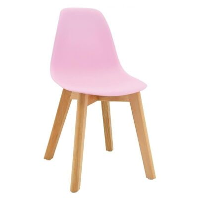 Children's chair in pink polypro and beech-NCE1304