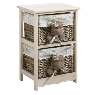 Hippo children's chest of drawers in wood and wicker-NCM1980C