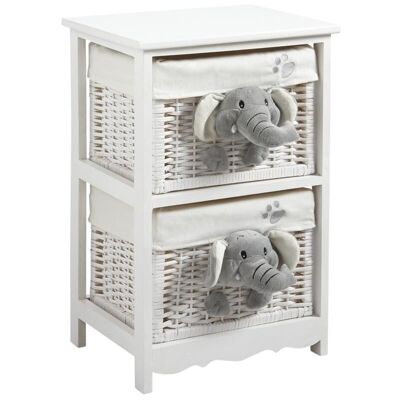 Elephant children's chest of drawers in wood and wicker-NCM2000C