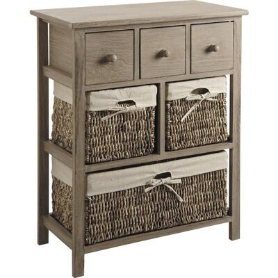 Chest of 6 drawers in poplar and corn-NCM2070J
