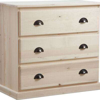Chest of 3 drawers in raw wood-NCM2600