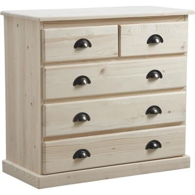 Chest of 5 drawers in raw wood-NCM2610