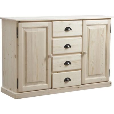 Raw wood sideboard 2 doors 4 drawers-NCM2700