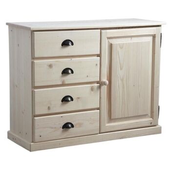 Buffet en bois brut 4 tiroirs 1 porte-NCM2720 1