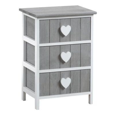 Chest of 3 drawers with hearts-NCM2820