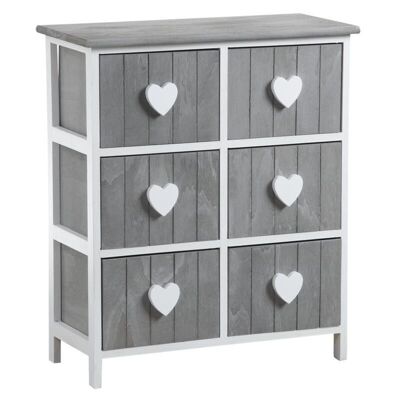 Chest of 6 drawers with hearts-NCM2850
