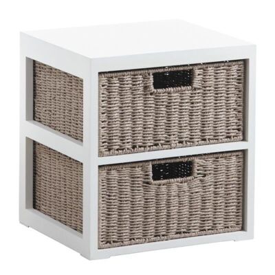 Chest of 2 drawers in wood and corded paper-NCM2990