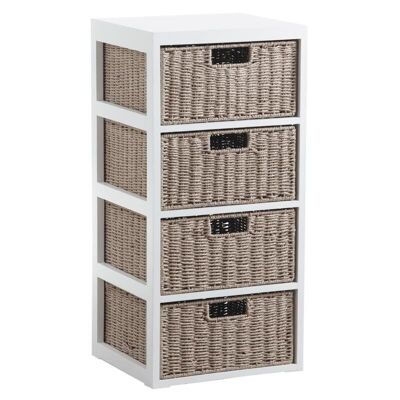 Chest of 4 drawers in wood and corded paper-NCM3010