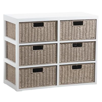 Chest of 6 drawers in wood and corded paper-NCM3020