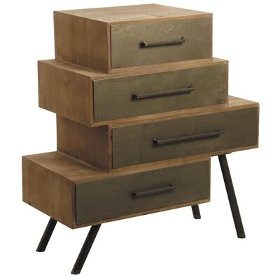 Destructured chest of drawers in wood and metal-NCM3150