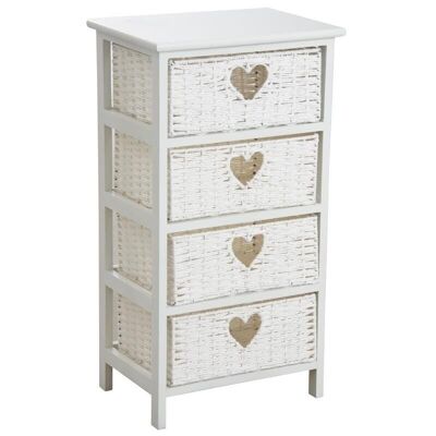 White dresser in medium and cord 4 drawers-NCM3180
