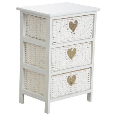 White dresser in medium and cord 3 drawers-NCM3190