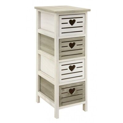 Chest of drawers in openwork wood 4 drawers Coeur-NCM3350
