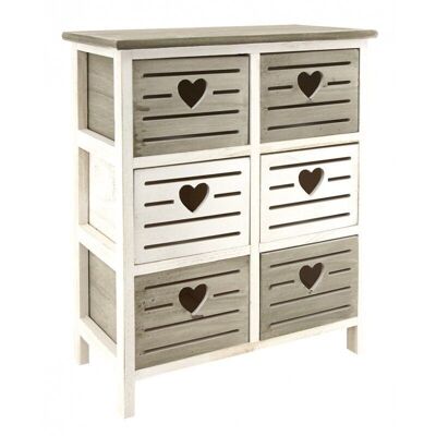 Chest of drawers in openwork wood 6 drawers Coeur-NCM3360