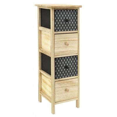 Chest of 4 drawers in black and natural paulownia-NCM3380