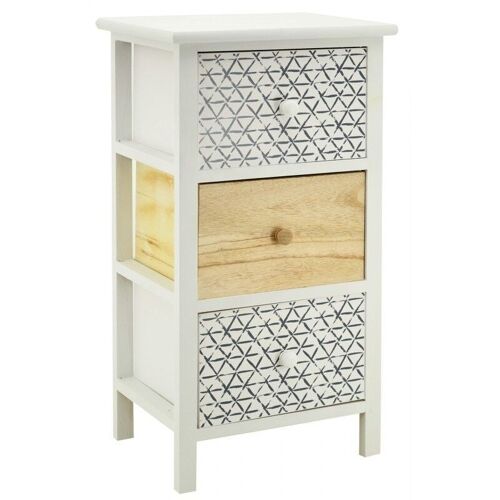 Commode 3 tiroirs en paulownia blanc et naturel-NCM3390