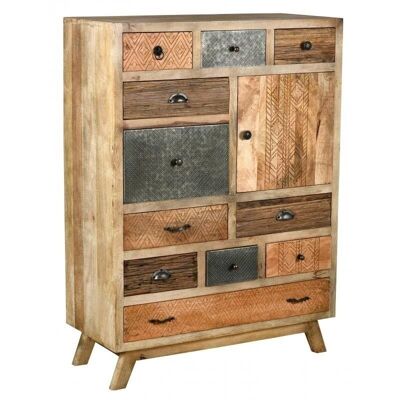 Asymmetrical chest of drawers in mango wood-NCM3490