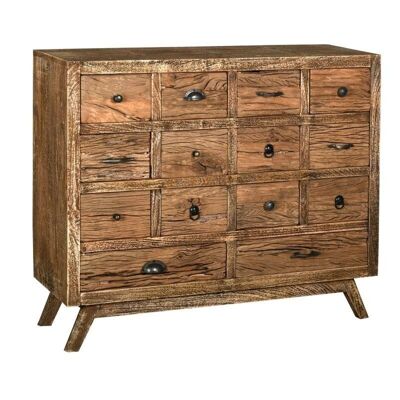 Chest of drawers in recycled wood and metal 14 drawers-NCM3520