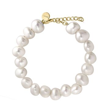 Bracelets souples - Perles en argent plaqué or 1