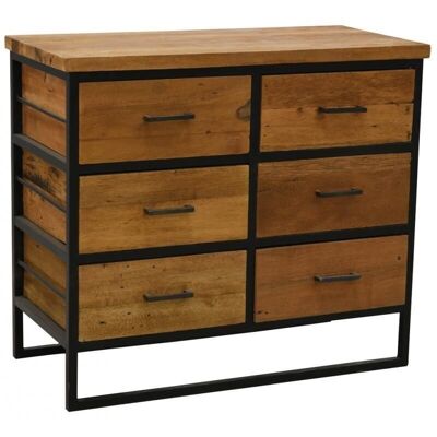Chest of drawers in recycled wood 6 drawers-NCM3560