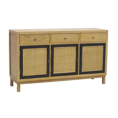 Chest of drawers in mango wood and cane-NCM3580