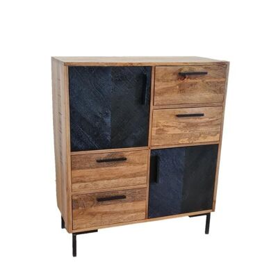 Chest of drawers in natural and stained mango wood-NCM3710
