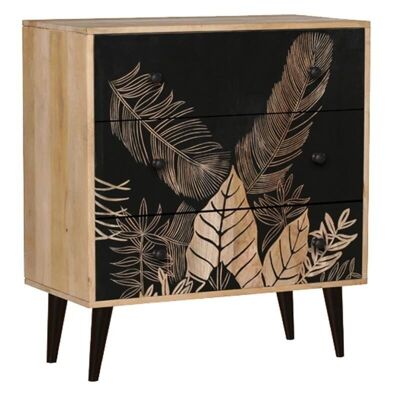 Chest of drawers in mango wood with Petal motif-NCM3720