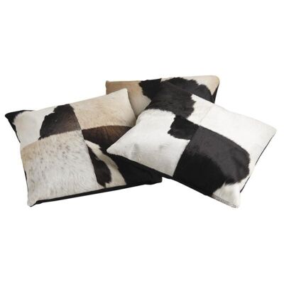 Square cushion in black and white cowhide-NCO1860C