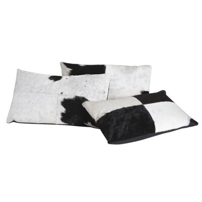 Rectangular cushion in black and white cowhide-NCO1870C