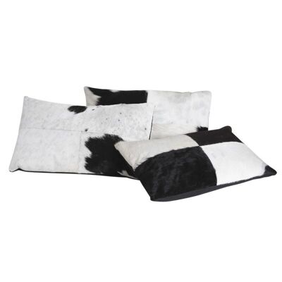 Coussin rectangulaire en peau de vache noir et blanc-NCO1870C