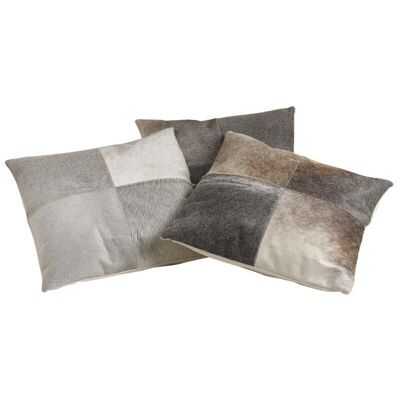 Square cushion in gray cowhide-NCO1880C