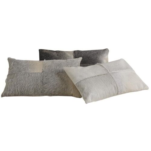 Coussin rectangulaire en peau de vache gris-NCO1890C