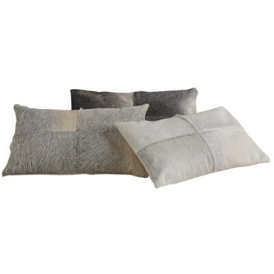 Rectangular cushion in gray cowhide-NCO1890C
