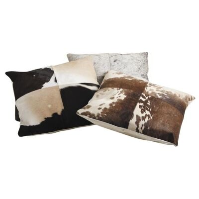 Brown and white cowhide square cushion-NCO1900C