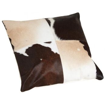 Coussin carré en peau de vache marron et blanc-NCO1900C 3