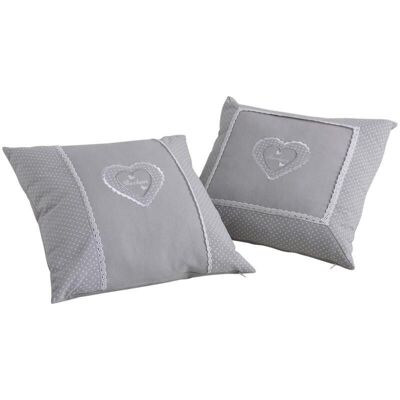 Square gray heart cushion-NCO1980