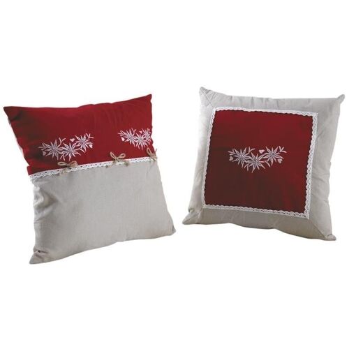 Coussin edelweiss en coton et lin-NCO2350