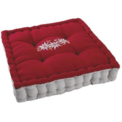 Coussin edelweiss carré en coton et lin-NCO2360